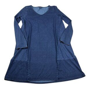 Pure Jill J.Jill Indigo Shirt Dress Blue Lagenlook Long Sleeve Casual V-Neck